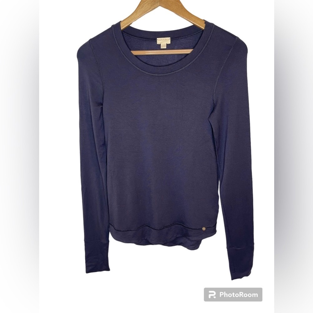Hanro Knits navy blue long sleeve T-shirt, women’s XS